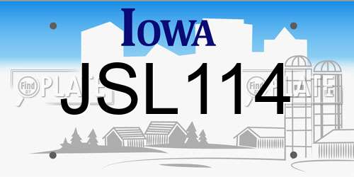 JSL114 Iowa License Plate