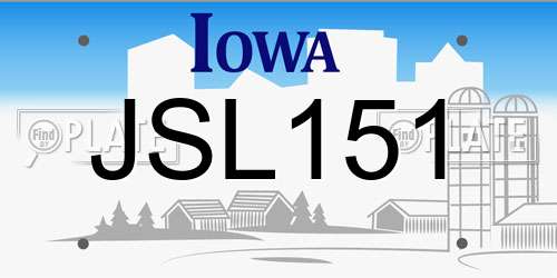 JSL151 Iowa License Plate