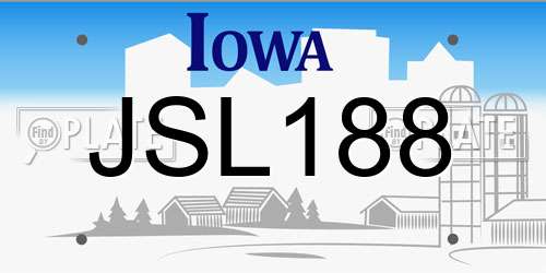 JSL188 Iowa License Plate