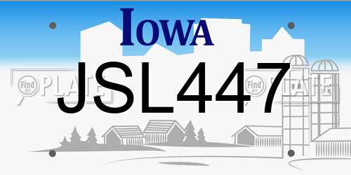 JSL447 Iowa License Plate