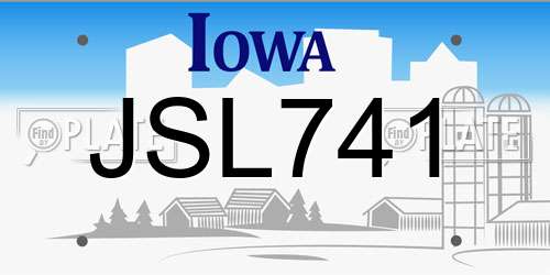 JSL741 Iowa License Plate