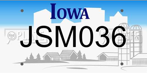 JSM036 Iowa License Plate