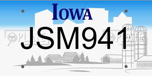 JSM941 Iowa License Plate