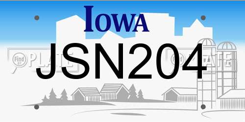 JSN204 Iowa License Plate