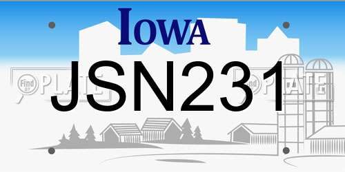 JSN231 Iowa License Plate