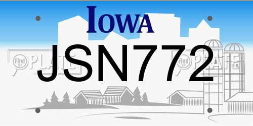JSN772 Iowa License Plate
