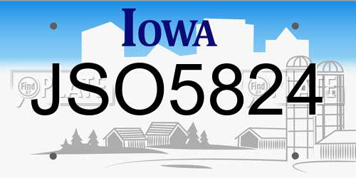 JSO5824 Iowa License Plate