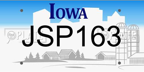 JSP163 Iowa License Plate