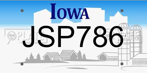 JSP786 Iowa License Plate