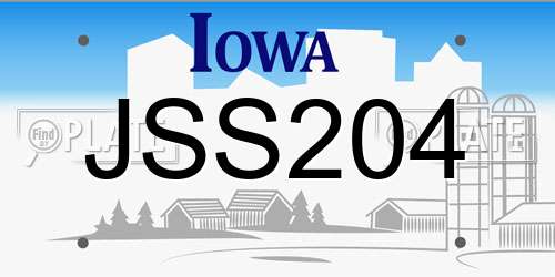 JSS204 Iowa License Plate