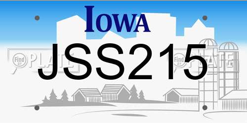 JSS215 Iowa License Plate