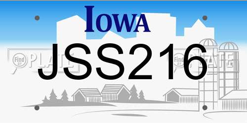 JSS216 Iowa License Plate