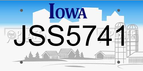 JSS5741 Iowa License Plate