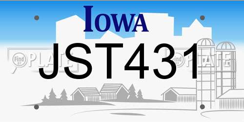 JST431 Iowa License Plate