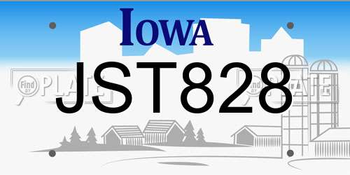 JST828 Iowa License Plate