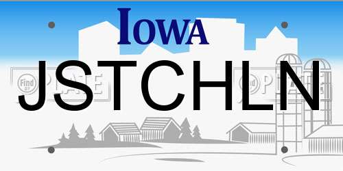 JSTCHLN Iowa License Plate