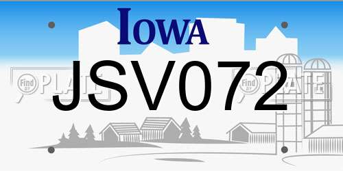 JSV072 Iowa License Plate