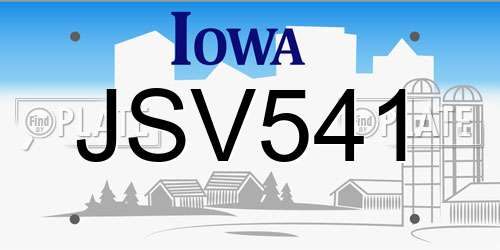 JSV541 Iowa License Plate