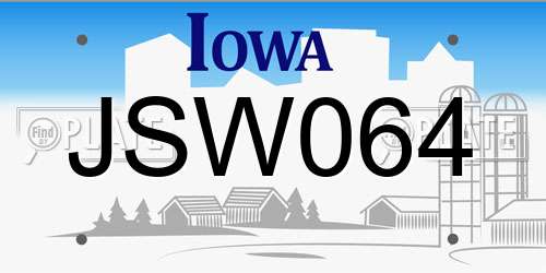 JSW064 Iowa License Plate