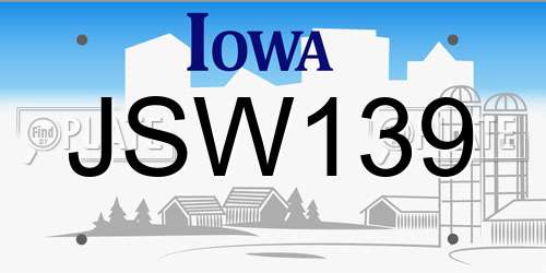 JSW139 Iowa License Plate