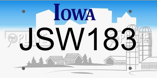 JSW183 Iowa License Plate