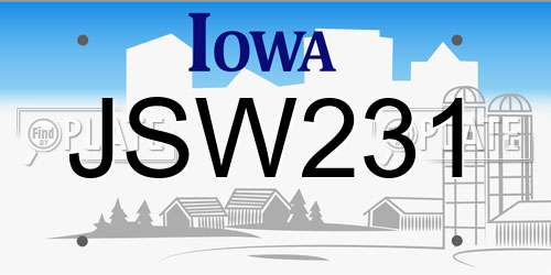 JSW231 Iowa License Plate