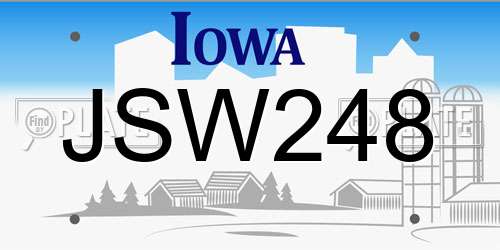 JSW248 Iowa License Plate