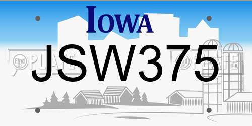 JSW375 Iowa License Plate