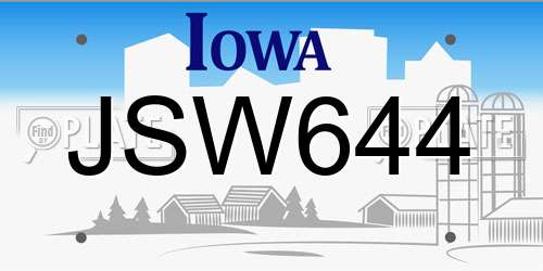 JSW644 Iowa License Plate