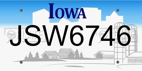JSW6746 Iowa License Plate