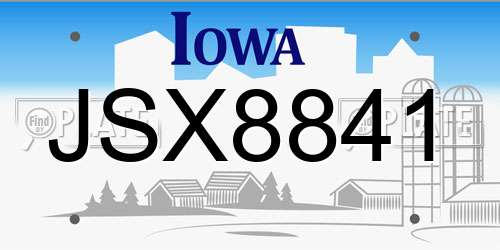 JSX8841 Iowa License Plate