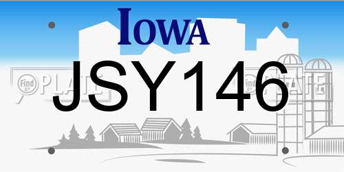JSY146 Iowa License Plate