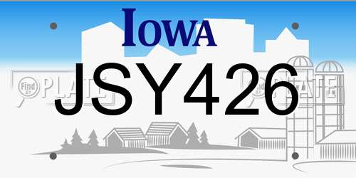 JSY426 Iowa License Plate