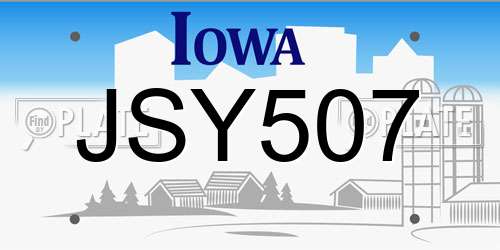 JSY507 Iowa License Plate