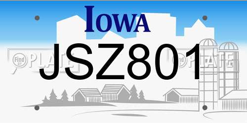 JSZ801 Iowa License Plate