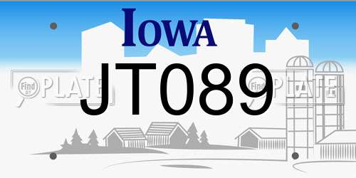 JT089 Iowa License Plate
