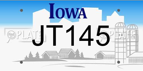 JT145 Iowa License Plate