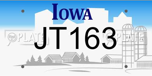 JT163 Iowa License Plate