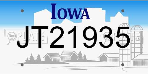 JT21935 Iowa License Plate