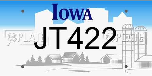JT422 Iowa License Plate