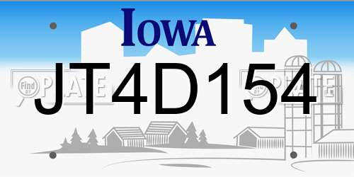 JT4D154 Iowa License Plate