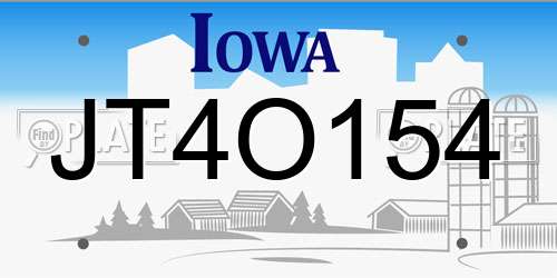 JT4O154 Iowa License Plate