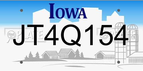 JT4Q154 Iowa License Plate