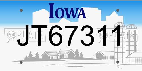 JT67311 Iowa License Plate