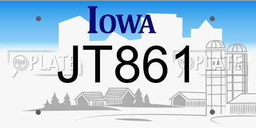 JT861 Iowa License Plate