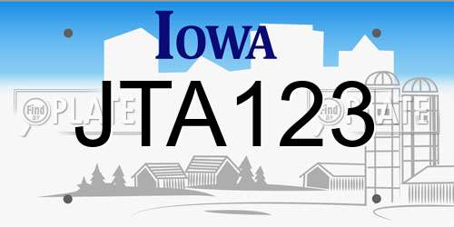 JTA123 Iowa License Plate