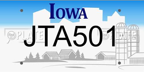 JTA501 Iowa License Plate