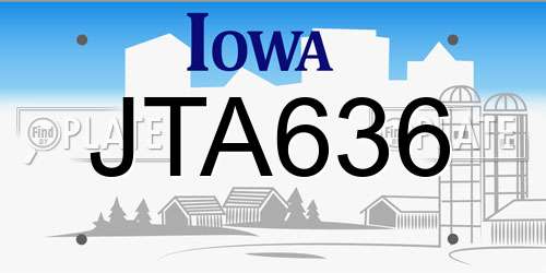 JTA636 Iowa License Plate