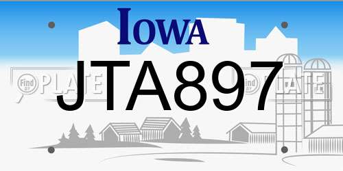 JTA897 Iowa License Plate