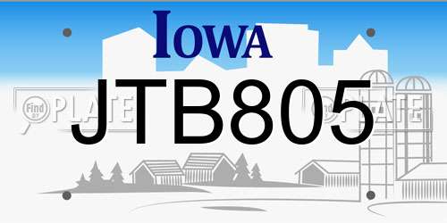 JTB805 Iowa License Plate